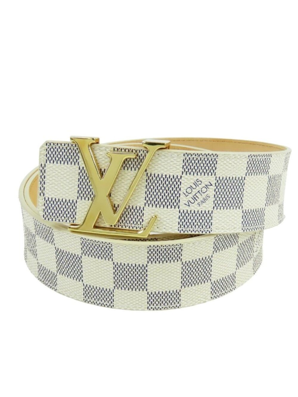 Louis Vuitton Ceinture LV Initial Ivory Blue Damier Azur Canvas 80/32 Belt